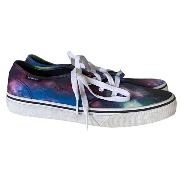 Vans Women Low Top Sneaker Size 6 Purple Blue Galaxy Print Lace Up Canvas Upper‎ - Picture 2 of 10